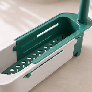 Adjustable Sink Rack Holder & Drain Basket | Extendable Sponge, Soap & Towel Organizer | Kitchen Sink Storage Basket
