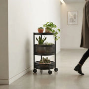Round Rotating Kitchen Storage Trolley with Wheels | Multi-Layer Organizer Rack