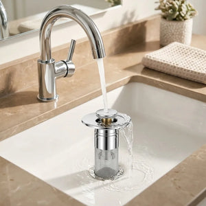 Stainless Steel Push Button Sink Strainer & Drain Stopper | Rustproof Wash Basin Filter for Kitchen, Bathroom & Utility Sinks
