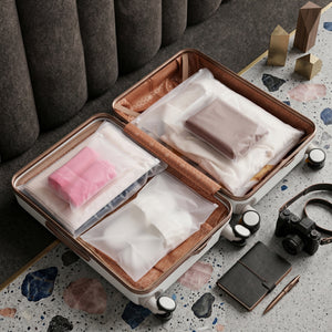 Transparent Travel Storage Bags Set of 5 | Airtight Zipper Pouches for Clothes, Toiletries & Multipurpose Packing Organizer