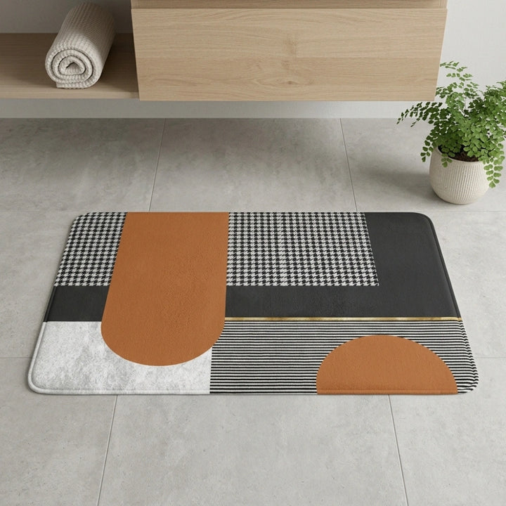 Happy Geometric Door Mat | Anti-Slip Soft Floor Rug | Modern Bathroom & Entrance Home Decor Mat