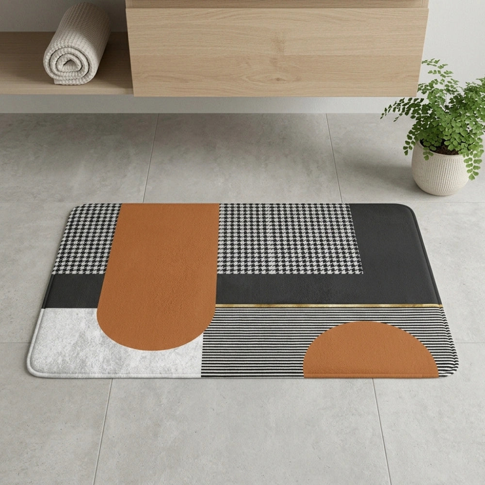 Happy Geometric Door Mat | Anti-Slip Soft Floor Rug | Modern Bathroom & Entrance Home Decor Mat