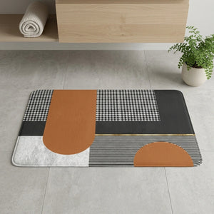 Happy Geometric Door Mat | Anti-Slip Soft Floor Rug | Modern Bathroom & Entrance Home Decor Mat