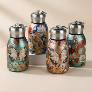 300ml Butterfly Print Stainless Steel Vacuum Insulated Water Bottle | Double Wall Hot & Cold Thermos Flask | Premium Mini Handy Bottle