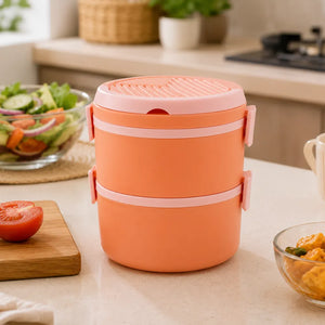 2-Layer Portable Lunch Box | Large Plastic Bento Box | Reusable Food Storage Container for Office, School & Travel
