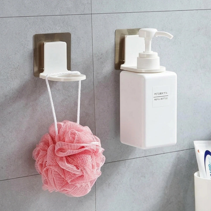 Wall Mounted Shampoo & Soap Bottle Holder | Self Adhesive No Drill Bathroom & Kitchen Dispenser Rack