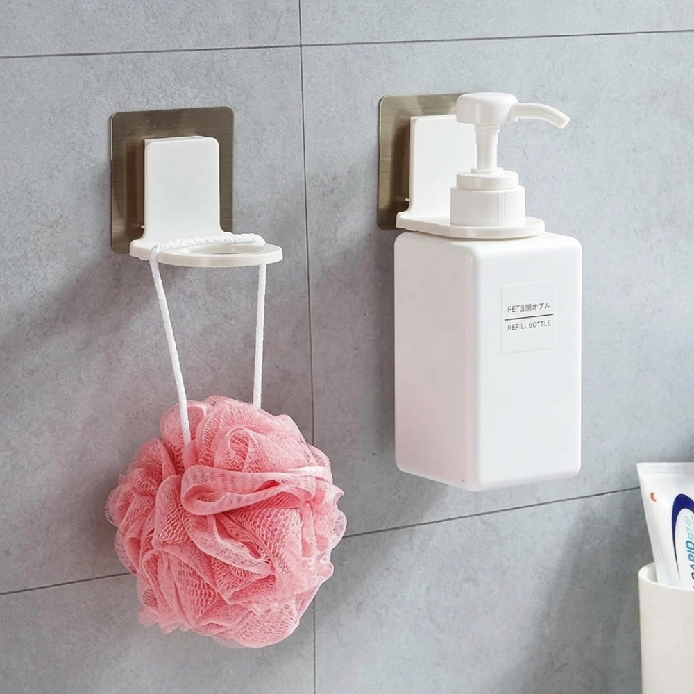 Wall Mounted Shampoo & Soap Bottle Holder | Self Adhesive No Drill Bathroom & Kitchen Dispenser Rack