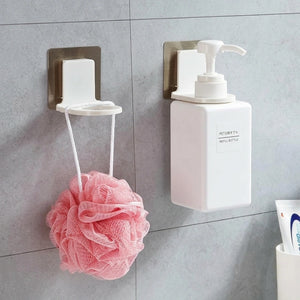 Wall Mounted Shampoo & Soap Bottle Holder | Self Adhesive No Drill Bathroom & Kitchen Dispenser Rack