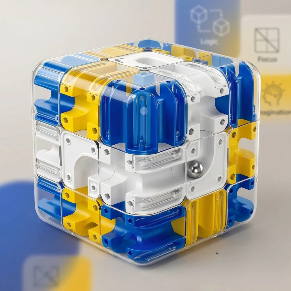 3D Ball Rolling Maze Cube Puzzle | Transparent Labyrinth Brain Teaser IQ Toy for Kids & Adults