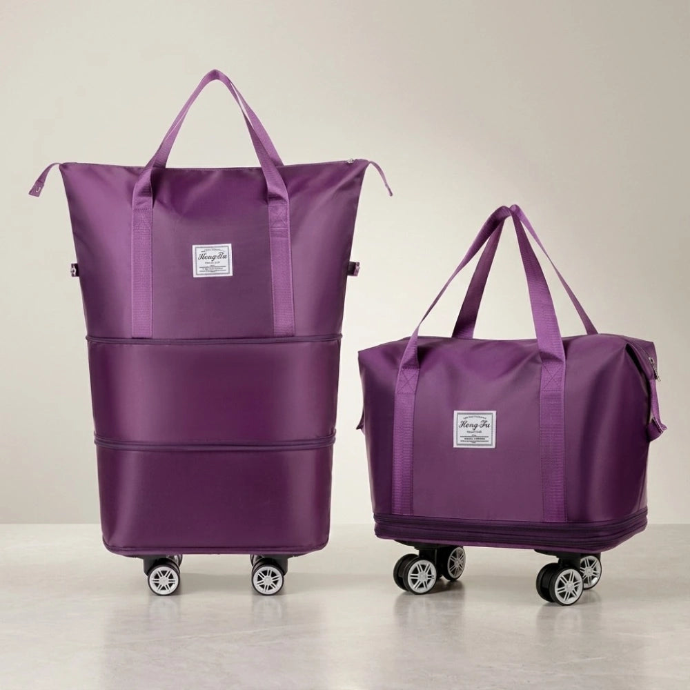 Foldable Expandable Travel Duffle Bag with Wheels – Large Capacity Rolling Trolley Weekend Bag for Travel & Luggage Storage