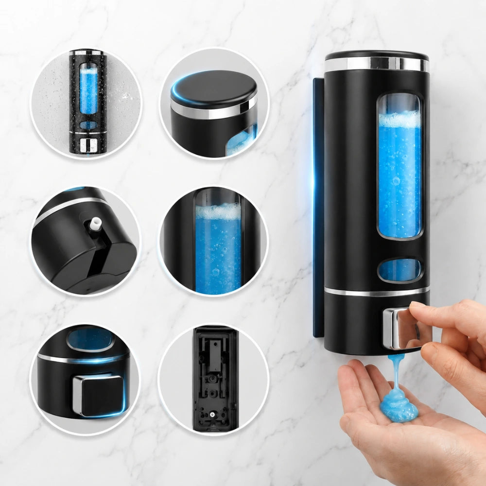 Wall Mounted Liquid Hand Wash Soap Dispenser | Refillable Manual Pump Dispenser for Bathroom & Kitchen