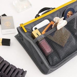 Multi-Pocket Handbag Organizer Insert with Double Zipper | Portable Makeup, Phone & Travel Storage Pouch for Women & Men