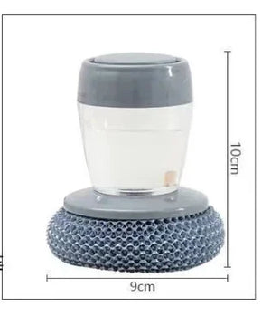 Kitchen Dish Cleaning Brush with Liquid Dispenser | Wire Ball Pot Washing Brush