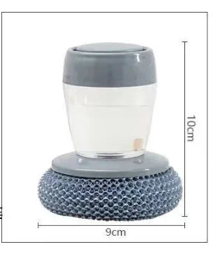 Kitchen Dish Cleaning Brush with Liquid Dispenser | Wire Ball Pot Washing Brush