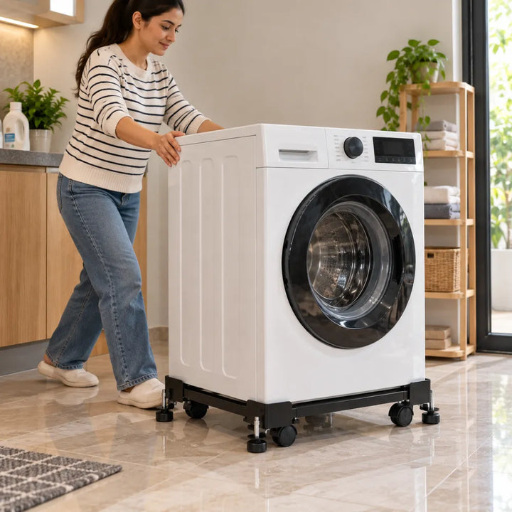 Adjustable Wheeled Appliance Stand | Metal Trolley Base for Refrigerator, Washing Machine & Dishwasher