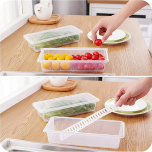 Fridge Storage Containers Set | Stackable Freezer Organizer Boxes with Drain Tray & Airtight Lids, Heavy-Duty Food Storage for Meat, Fruits & Vegetables