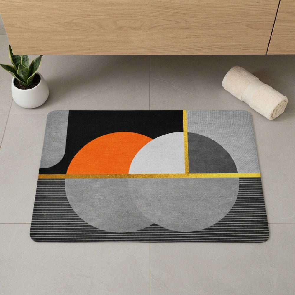 Modern Geometric Microfiber Bathroom Mat | Super Absorbent Quick Dry Anti-Slip Washable Bath Rug for Bathroom Door & Shower Area