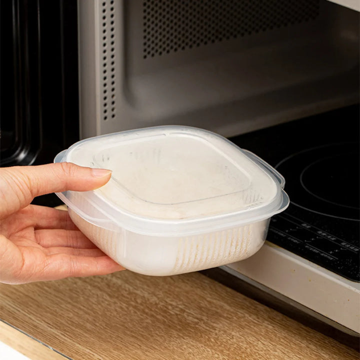 4Pcs Multi-Compartment Produce Storage Box | Airtight Fridge Organizer for Fruits, Vegetables, Garlic & Ginger