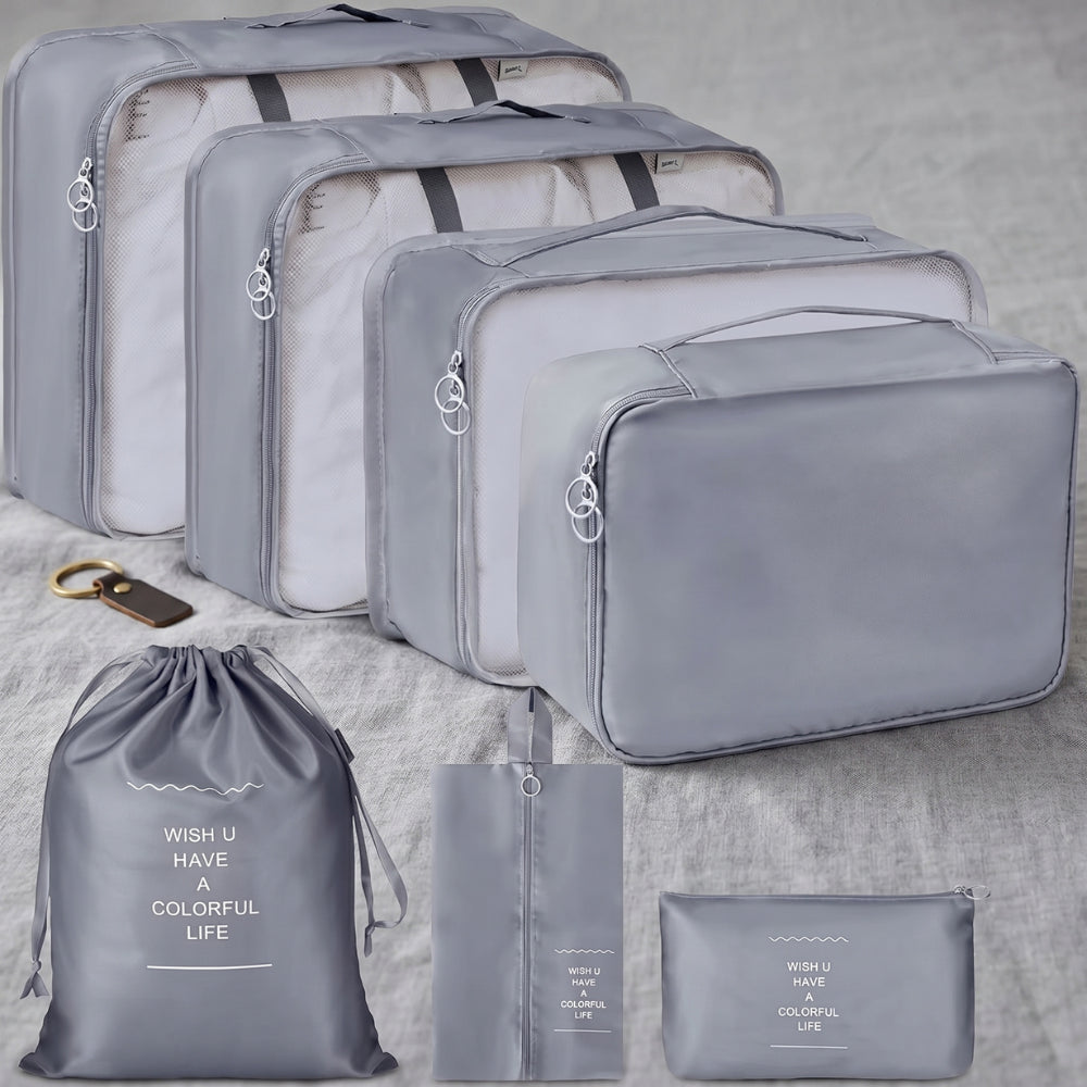 7 in 1 Travel Organizer Set | Packing Cubes, Laundry, Shoe & Cosmetic Bags for Suitcase & Luggage Packing (Multicolor)