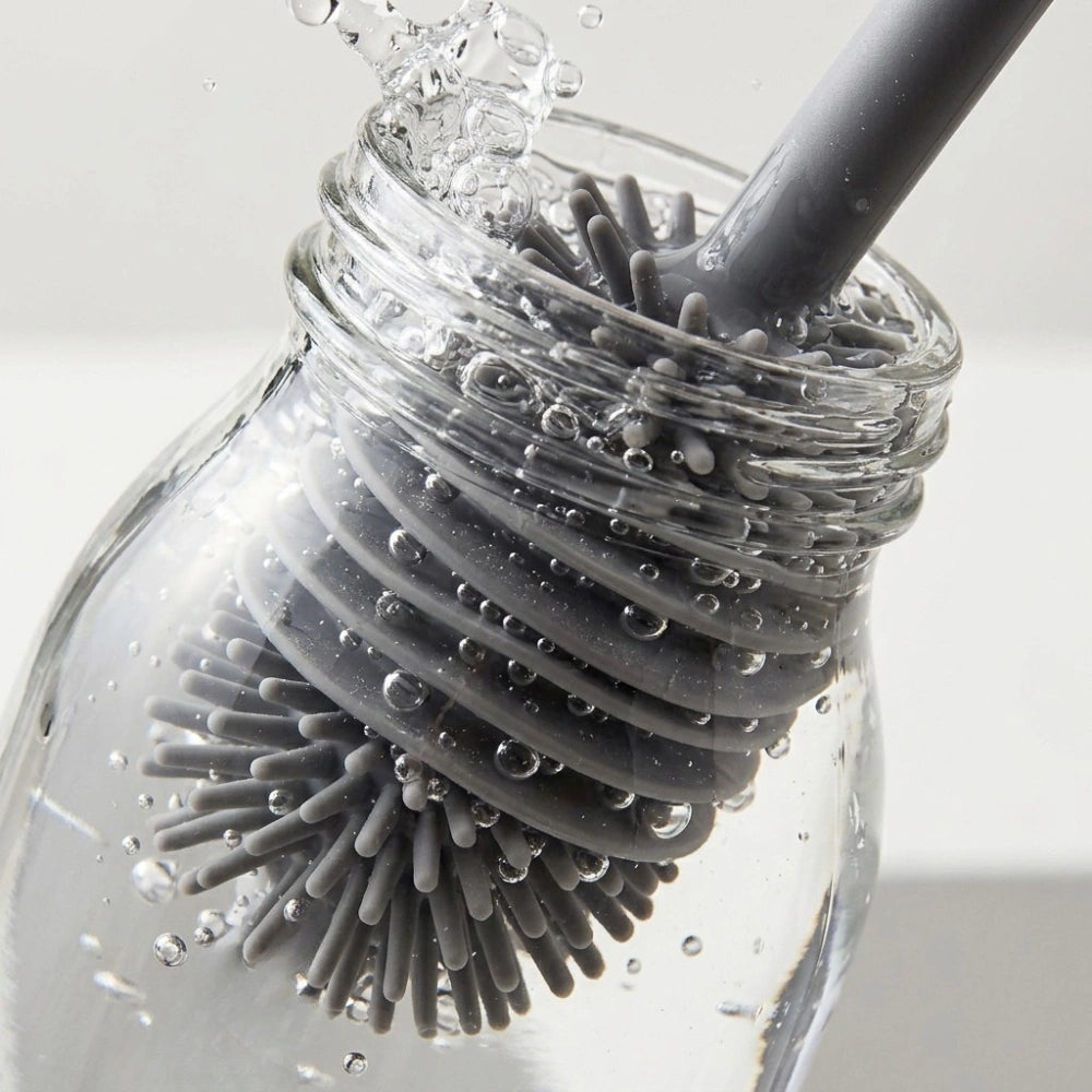 Silicone Bottle Cleaning Brush with Soft Flexible Bristles | Long Handle Water Bottle & Baby Bottle Cleaner | Easy Grip Kitchen Cleaning Brush