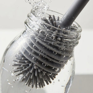 Silicone Bottle Cleaning Brush with Soft Flexible Bristles | Long Handle Water Bottle & Baby Bottle Cleaner | Easy Grip Kitchen Cleaning Brush