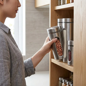 550ml Airtight Glass Storage Jar with Stainless Steel Lid | Clear Food Storage Canister for Kitchen