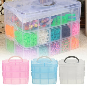 3 Layer Transparent Jewelry Storage Box with 18 Grids | Portable Makeup & Earring Organizer Case with Removable Dividers