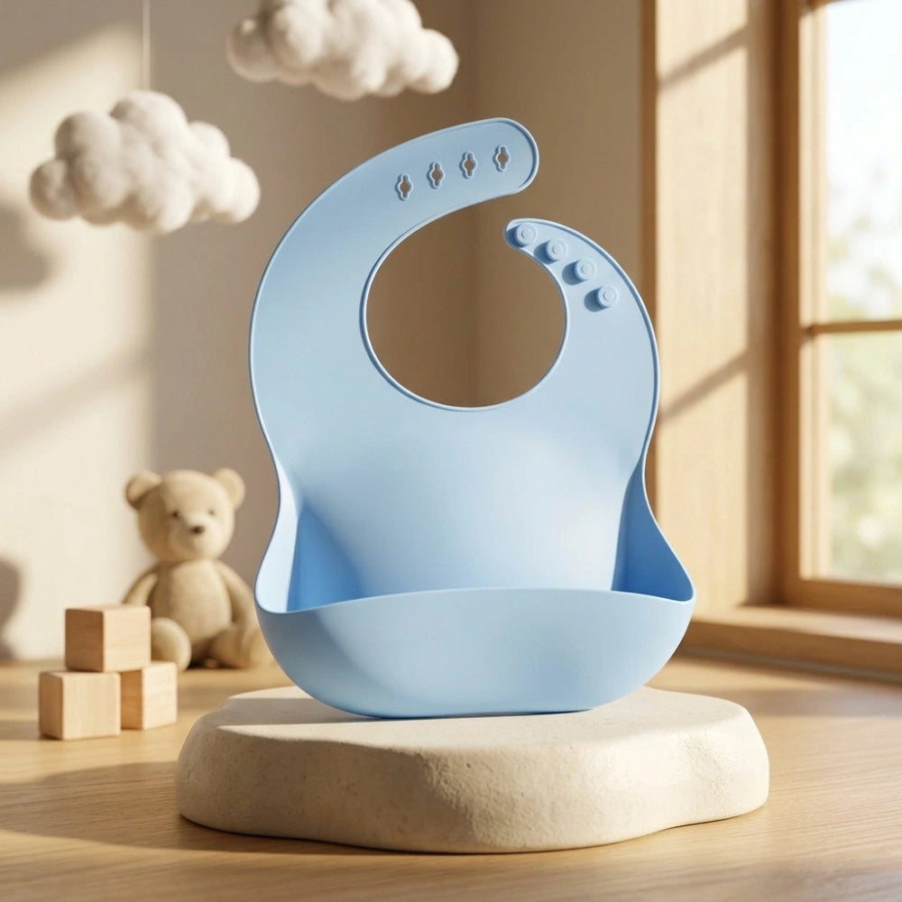 Silicone Baby Feeding Bib with Food Catcher | Waterproof Weaning Bib for Babies And Toddlers