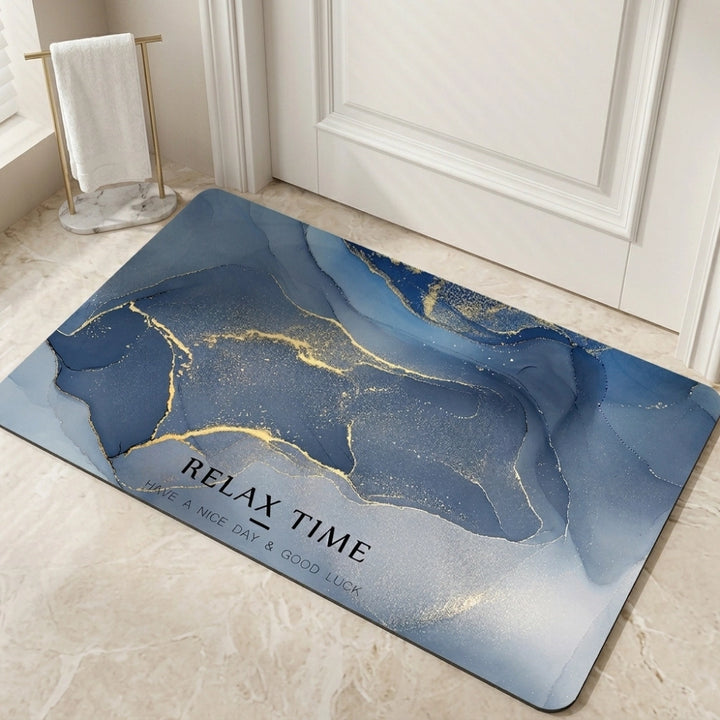 Luxury Marble Relax Time Door Mat | Anti-Slip Soft Floor Rug | Modern Bathroom & Entrance Home Decor Mat