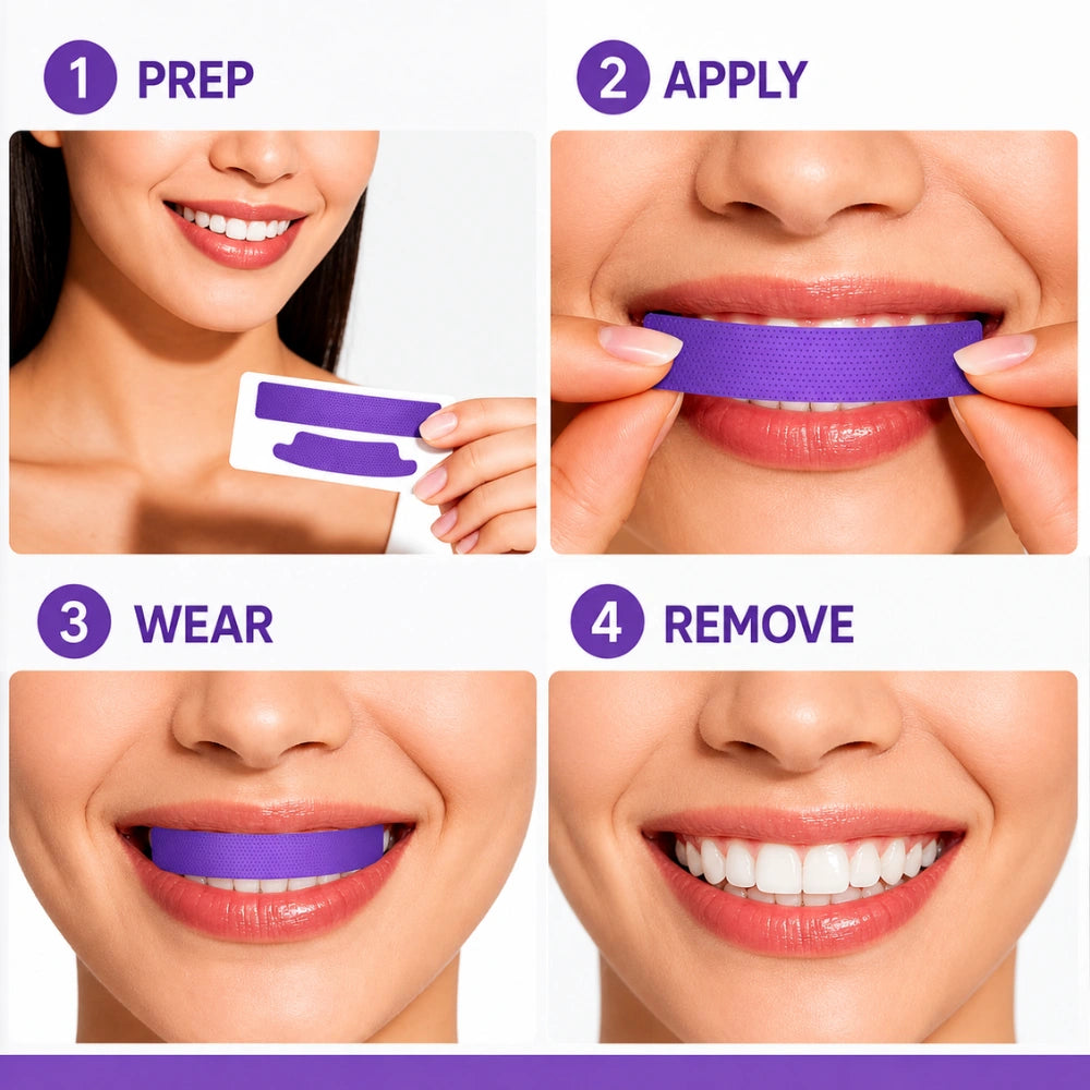 Purple Teeth Whitening Strips Kit | Enamel Safe Whitening Strips for Sensitive Teeth | Removes Yellow Stains & Whitens Teeth Fast | 7 Strip in pack 1