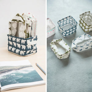 Mini Canvas Storage Basket | Foldable Desktop Organizer