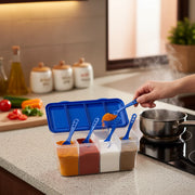 4-in-1 Airtight Masala Box with 3 Spoons | Transparent Spice & Dry Storage Container for Kitchen