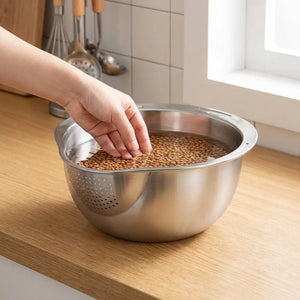 4-in-1 Rice Washer Bowl | Multipurpose Rice Washing, Straining, Mixing & Food Prep Bowl for Kitchen