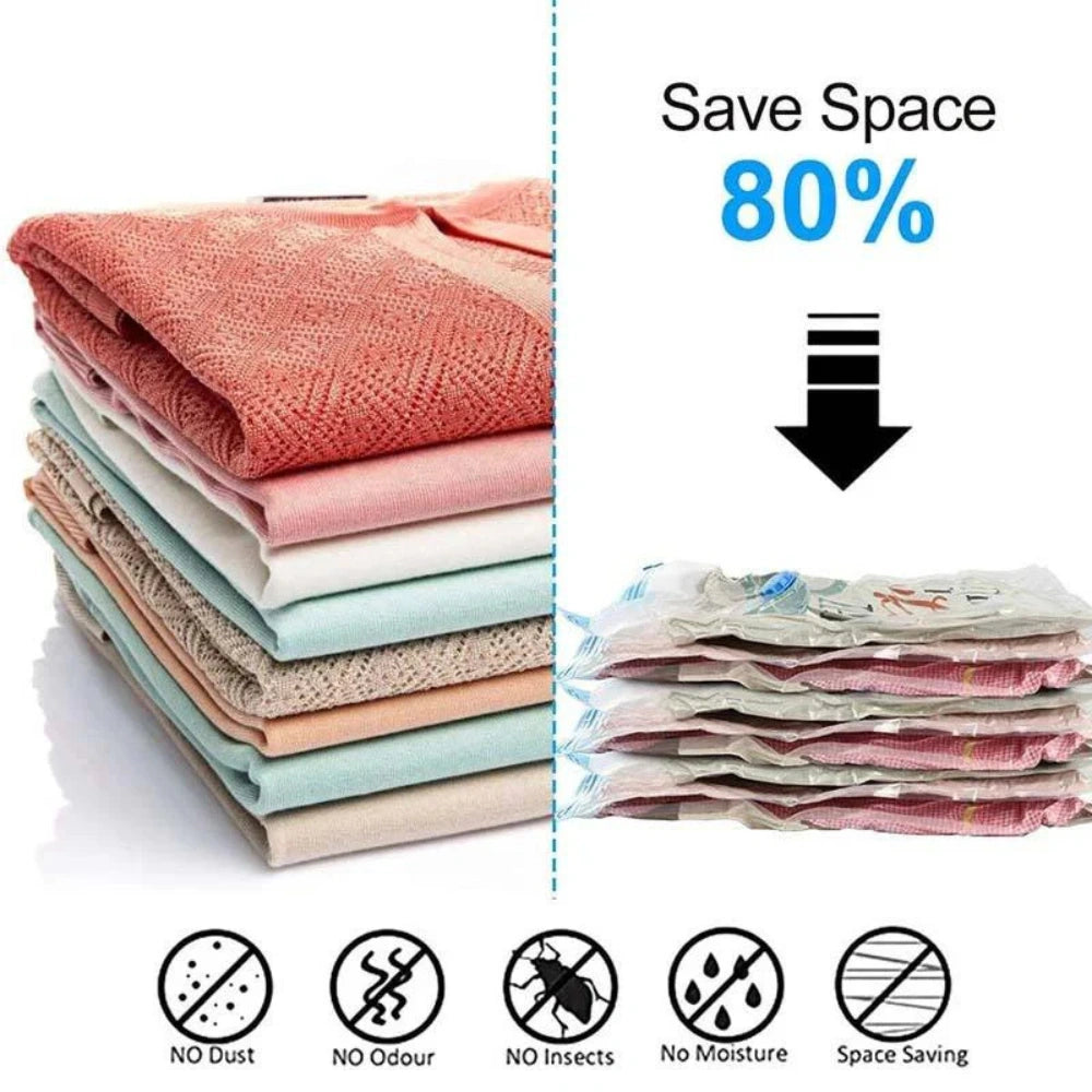 Vacuum Storage Bags 5 PCS with Pump Space Saver Compression Bags Reusable Organizer
