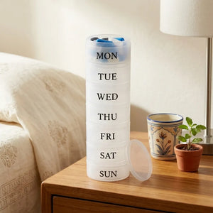 7-Day Weekly Pill Organizer Box | 3 & 4 Compartments Per Day | Portable Medicine Tablet Storage Case with Removable Boxes