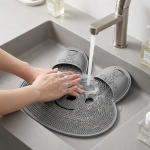 Rabbit Shape Silicone Foot Scrubber Mat for Shower | Non-Slip Foot Cleaner with Suction Cups | Exfoliating Massage Mat for Dry Skin & Cracked Heels