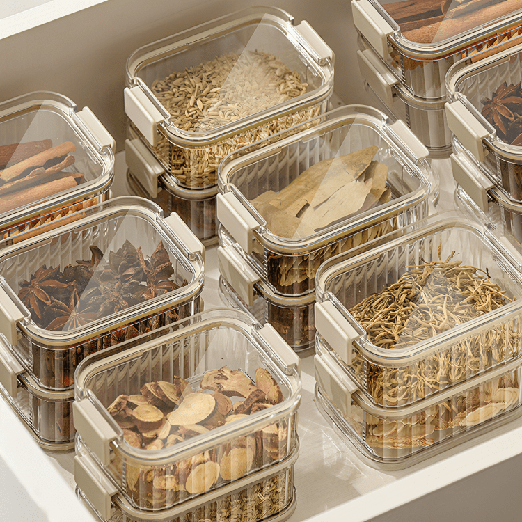 Space-Saving Kitchen Storage Containers - See-Through Stackable Jars with Airtight Seal