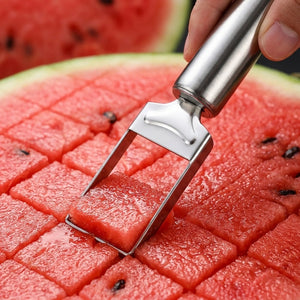 2-in-1 Stainless Steel Watermelon Cutter & Slicer | Fruit Cutting Tool for Watermelon, Melon & Cantaloupe | Easy Cube Slicer