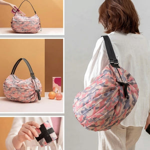 Waterproof Foldable Travel Tote Bag with Zipper | Compact Reusable Shopping & Shoulder Bag for Men and Women