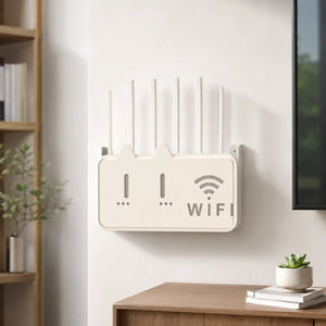 Self-Adhesive WiFi Router Storage Box, Wall Mount Router Holder, Router & Setup Box Storage Shelf with Cable Management, Floating WiFi Stand for Wall, Home & Office