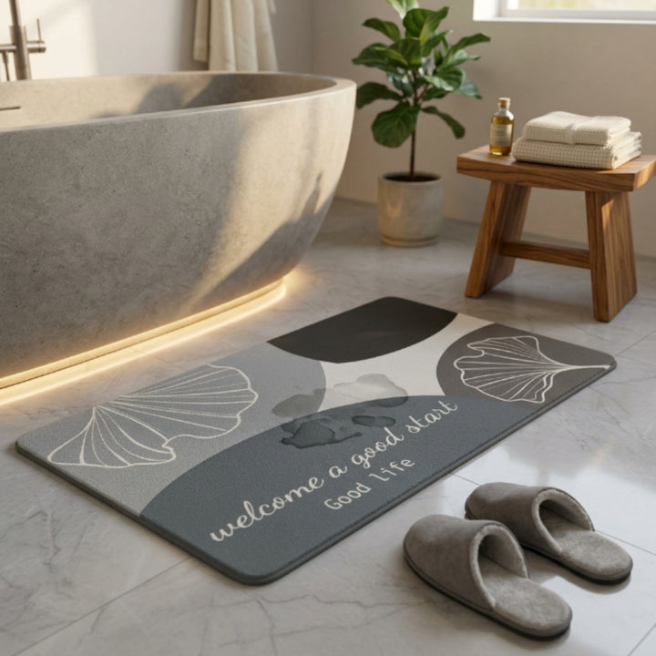 Modern Abstract Anti-Slip Bathroom Mat | Soft Absorbent Quick Dry Floor Rug Minimalist Entryway & Washroom Carpet