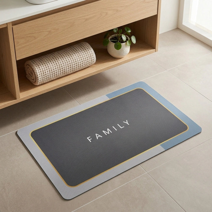 Modern Anti-Slip Bathroom Floor Mat | Soft Absorbent Washable Door Mat for Bathroom, Kitchen & Entryway | Minimal Luxury Design Rug