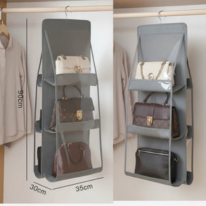 Hanging Handbag Organizer for Closet With 6 Large Compartments & Hanger