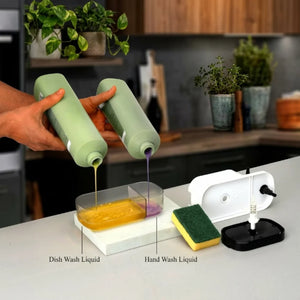3 in 1 Liquid Soap Dispenser with Sponge Holder | Pump Soap Dispenser for Kitchen & Bathroom