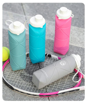 Housious® 600ml Foldable Silicone Water Bottle | Food Grade | Portable Travel Sports Bottle