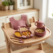 Cat Shaped Silicone Baby Feeding Set | 6 Piece BPA-Free Baby-Led Weaning Kit with Bib, Suction Bowl, Plate, Cup, Spoon & Fork
