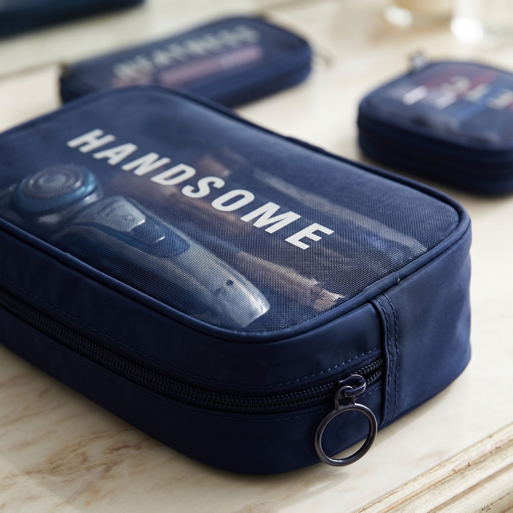 Transparent Mesh Cosmetic & Toiletry Bag | Waterproof Zipper Makeup Organizer Pouch for Travel, Grooming & Daily Essentials