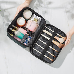 Double Layer Makeup Organizer Bag – Large Travel Cosmetic Storage Pouch with Zipper