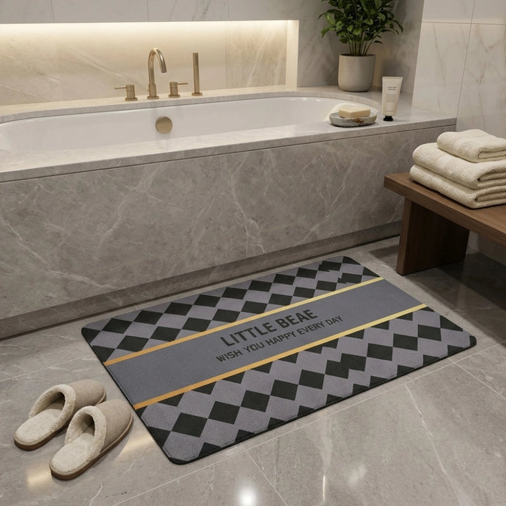 Little Beae Printed Bathroom Mat | Soft Quick Dry Anti-Slip Absorbent Floor Rug for Bathroom Entrance & Bedroom