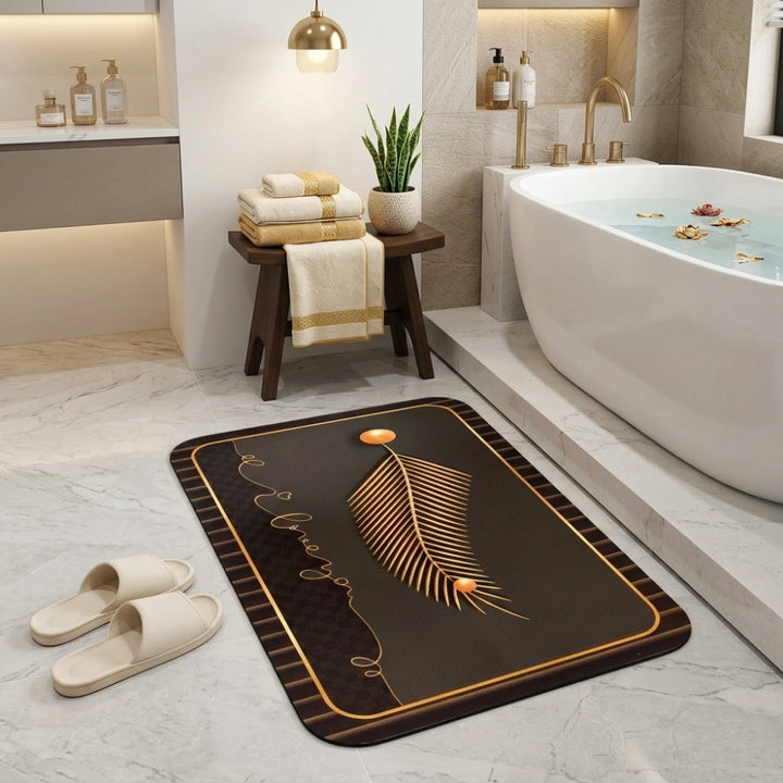 Luxury Black Gold Welcome Door Mat | Anti-Slip Floor Mat | Modern Bathroom & Entrance Rug | Soft Absorbent Home Decor Mat